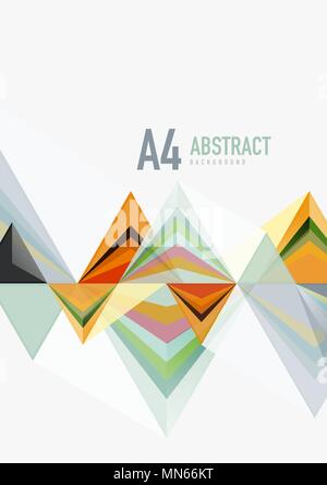 Dreieckige Low Poly Vektor Format a4 geometrische abstrakte Vorlage. Dreieckige Low Poly Vektor Format a4 geometrische abstrakte Vorlage. Bunte Dreiecke auf hellen Hintergrund, futuristischer Techno oder Business Design Stock Vektor