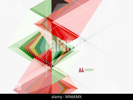Dreieckige Low Poly Vektor Format a4 geometrische abstrakte Vorlage. Dreieckige Low Poly Vektor Format a4 geometrische abstrakte Vorlage. Bunte Dreiecke auf hellen Hintergrund, futuristischer Techno oder Business Design Stock Vektor