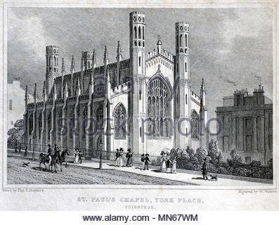 Die St. Paul's Chapel, York, Edinburgh, antiken Gravur von 1829 Stockfoto