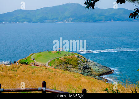 Windy Hill suchen Sie in Insel Geoje, Südkorea. Berühmten Ort der Insel Geoje. Luftaufnahme von Drone. Stockfoto