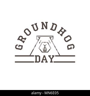 Schematische Groundhog peeking aus dem schreiben Und täglich grüßt das Murmeltier. Vektor Grußkarte. Isoliert Stock Vektor