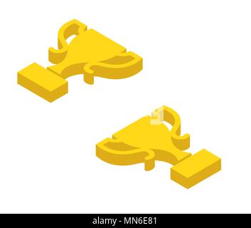 Trophy Cups Awards Icon Set Isometrische Ansicht Symbol des Erfolges Sport Wettbewerb. Vector Illustration des Golden Cup Award Stock Vektor