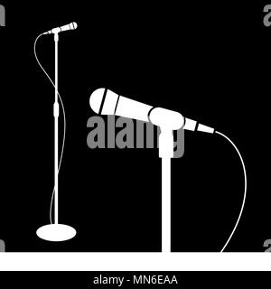 Das Symbol Mikrofon Abbildung mic Close-up flache Design Vector auf schwarzem Hintergrund Stock Vektor