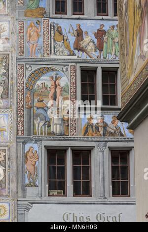 Stein am Rhein truss Häuser 13 September 2017 | Verwendung weltweit Stockfoto