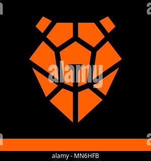 Orange Bärengesicht in geometrischen Formen auf schwarzem Hintergrund Stock Vektor