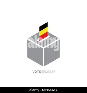 Belgien Abstimmung Konzept. Nationalflagge und Wahlurne. Stock Vektor