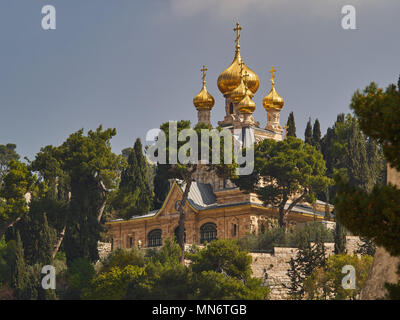Kirche St. Maria Magdalena in Getsemani, Russisch-orthodoxe Kirche in Jerusalem, Israel. Stockfoto