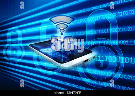 3D-Rendering, 5G, 5G Verbindung Konzept Stockfoto