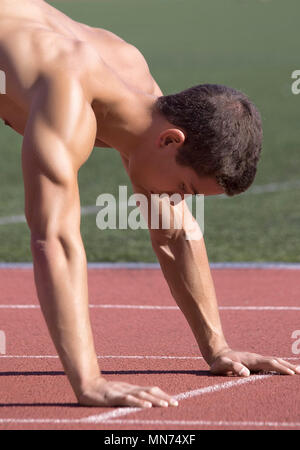 Sport Konzept. Läufer am Start Stockfoto