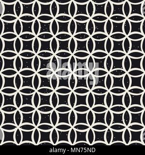 Monochrome minimalistisch nahtlose Muster mit Kreisen. Einfache Hand gezeichnet Textur. Vector Hintergrund mit abgerundeten inky Linien Stock Vektor