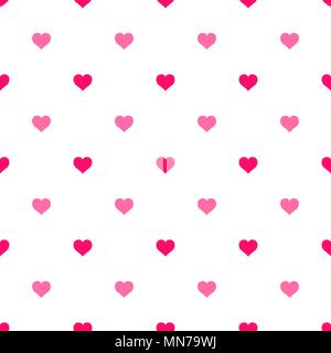 Einfache Herzen nahtlose Vektor Muster. Valentines Tag Hintergrund. Flaches Design Unendlich chaotischen Textur aus winzigen Herzen Silhouetten. Farben rot. e Stock Vektor