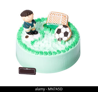 Kuchen oder Fußball-Kuchen auf einem Hintergrund Stockfoto