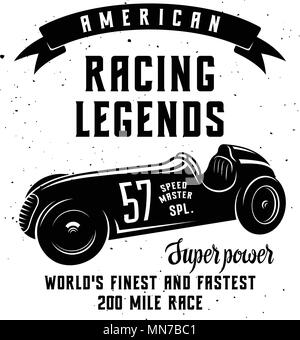 Racing Car t-shirt graphics/Speed Racer Graphic Tee/American Car Race Vintage Poster Stock Vektor