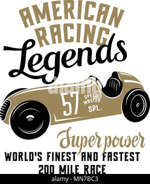 Racing Car t-shirt graphics/Speed Racer Graphic Tee/handgemachte Typografie Stock Vektor