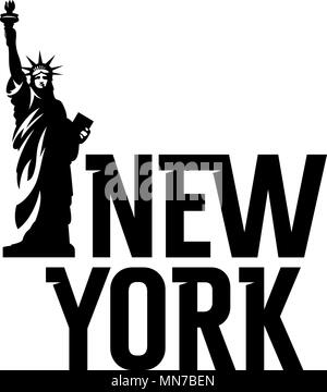 Schriftzug "New York" und die Freiheitsstatue. T-shirt Bekleidung Fashion Design Stock Vektor