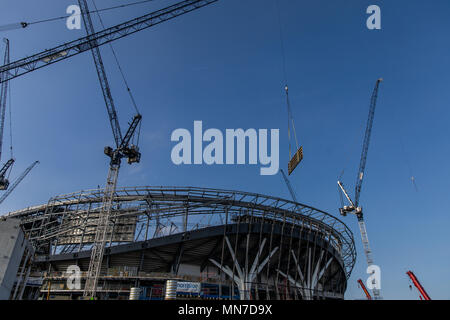 Einen allgemeinen Überblick über die laufenden Bau von Tottenham Hotspur's new White Hart Lane Stadium in London. Stockfoto