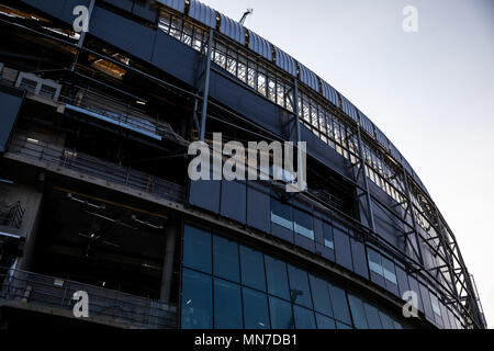 Einen allgemeinen Überblick über die laufenden Bau von Tottenham Hotspur's new White Hart Lane Stadium in London. Stockfoto