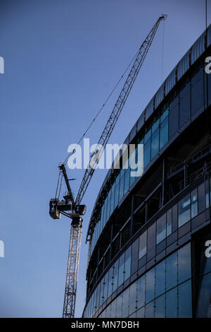 Einen allgemeinen Überblick über die laufenden Bau von Tottenham Hotspur's new White Hart Lane Stadium in London. Stockfoto