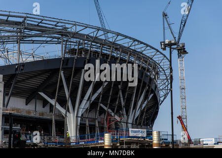 Einen allgemeinen Überblick über die laufenden Bau von Tottenham Hotspur's new White Hart Lane Stadium in London. Stockfoto