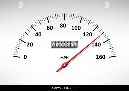 Auto Tachometer mit Skala auf weißem isoliert. Auto Drehzahlmesser oder Tachometer mit Speed Panel. Vector Illustration Stock Vektor