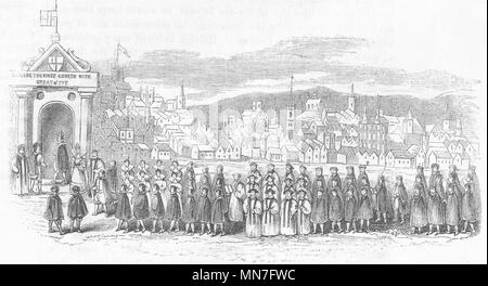 LONDON. Parade von James I St Paul's, 1620 1845 alte antike Bild drucken Stockfoto