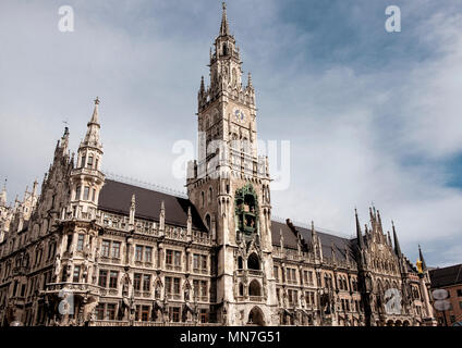 Die Architektur des Rathauses, Marienplatz, München Stockfoto