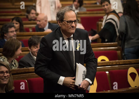 Barcelona, Spanien. 14 Mai, 2018. Junts pro Catalunya Kandidat für Katalonien regionale Präsidentschaft JOAQUIM TORRA besucht die Plenartagung im Katalanischen Parlament. Credit: Jordi Boixareu/Alamy leben Nachrichten Stockfoto