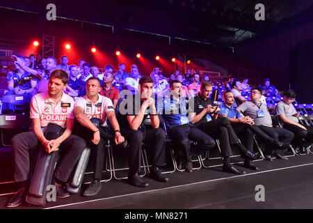 Shanghai, China. 15. Mai 2018. Die internationalen Spieler beim World Cup of POOL 2018: Eröffnung im Luwan (Gymnasium) Arena am Dienstag, den 15. Mai 2018. SHANGHAI, China. Credit: Taka G Wu Credit: Taka Wu/Alamy leben Nachrichten Stockfoto