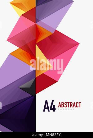 Dreieckige Low Poly Vektor Format a4 geometrische abstrakte Vorlage. Dreieckige Low Poly Vektor Format a4 geometrische abstrakte Vorlage. Bunte Dreiecke auf hellen Hintergrund, futuristischer Techno oder Business Design Stock Vektor