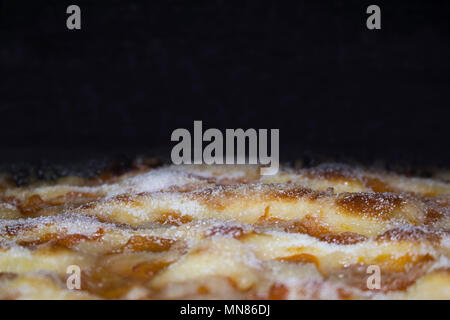 Aprikosen Kuchen mit Puderzucker bestreut Nahaufnahme Stockfoto