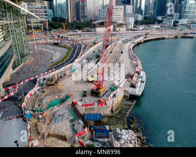 Antenne der Deponie und Konstruktion Entwicklung in Central District, Hongkong, China. Stockfoto