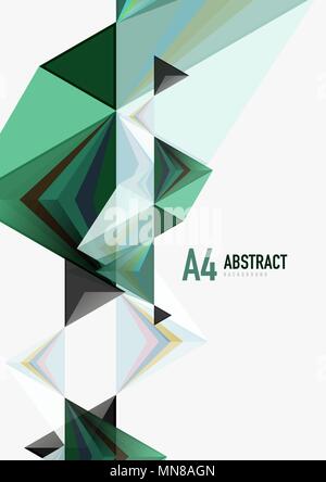 Dreieckige Low Poly Vektor Format a4 geometrische abstrakte Vorlage. Dreieckige Low Poly Vektor Format a4 geometrische abstrakte Vorlage. Bunte Dreiecke auf hellen Hintergrund, futuristischer Techno oder Business Design Stock Vektor