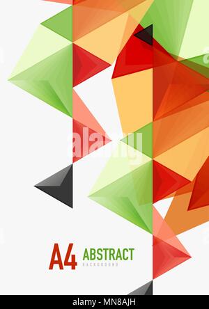 Dreieckige Low Poly Vektor Format a4 geometrische abstrakte Vorlage. Dreieckige Low Poly Vektor Format a4 geometrische abstrakte Vorlage. Bunte Dreiecke auf hellen Hintergrund, futuristischer Techno oder Business Design Stock Vektor