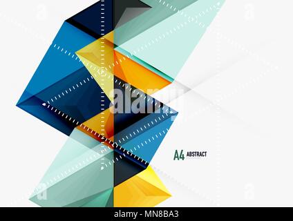 Dreieckige Low Poly Vektor Format a4 geometrische abstrakte Vorlage. Dreieckige Low Poly Vektor Format a4 geometrische abstrakte Vorlage. Bunte Dreiecke auf hellen Hintergrund, futuristischer Techno oder Business Design Stock Vektor