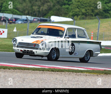 Michael Steele, Ford Lotus Cortina, U2TC Trophäe für Pre 66 unter zwei Liter Tourenwagen, U2TC Trophäe, Pre-66 unter 2 Liter Tourenwagen, Donington seinen Stockfoto