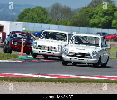 Steve Soper, Ford Lotus Cortina, Andy Wolfe, Ford Lotus Cortina, U2TC Trophäe für Pre 66 unter zwei Liter Tourenwagen, U2TC Trophäe, Pre-66 unter 2 litr Stockfoto