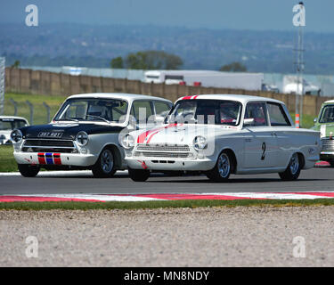 Martin Strommen, Ford Lotus Cortina, Richard Dutton, Neil Brown, Ford Lotus Cortina, U2TC Trophäe für Pre 66 unter zwei Liter Tourenwagen, U2TC Trophäe, Stockfoto