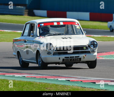 Alberto Vella, Ford Lotus Cortina, U2TC Trophäe für Pre 66 unter zwei Liter Tourenwagen, U2TC Trophäe, Pre-66 unter 2 Liter Tourenwagen, Donington Hist Stockfoto