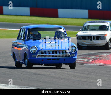 Daniele Perfetti, Ford Lotus Cortina, U2TC Trophäe für Pre 66 unter zwei Liter Tourenwagen, U2TC Trophäe, Pre-66 unter 2 Liter Tourenwagen, Donington H Stockfoto