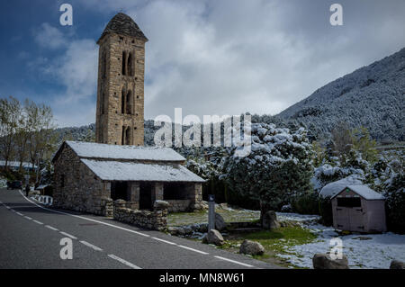 Església de Sant Miquel d'Engolasters eine Kirche in Engolasters, Escaldes-Engordany, Andorra. Heritage Property in der 11. und 12. Jahrhundert Stockfoto