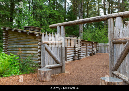 Gate Anmelden Lager am Fort Clatsop in der Lewis und Clark National- und State Historical Park in Oregon Stockfoto