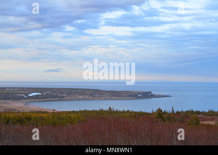 Kleines Dorf, L'ANS AU LOUP, Labrador, Kanada, an der Straße von Belle Isle. Stockfoto