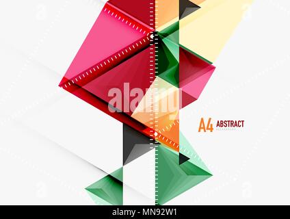 Dreieckige Low Poly Vektor Format a4 geometrische abstrakte Vorlage. Dreieckige Low Poly Vektor Format a4 geometrische abstrakte Vorlage. Bunte Dreiecke auf hellen Hintergrund, futuristischer Techno oder Business Design Stock Vektor