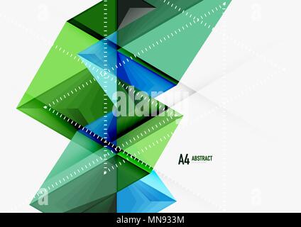 Dreieckige Low Poly Vektor Format a4 geometrische abstrakte Vorlage. Dreieckige Low Poly Vektor Format a4 geometrische abstrakte Vorlage. Bunte Dreiecke auf hellen Hintergrund, futuristischer Techno oder Business Design Stock Vektor