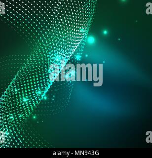 Vector wave Partikel Hintergrund. Vector wave Partikel Hintergrund - 3D beleuchtet digitale Welle der glühende Partikel. Futuristisch und Technologie Vektor-illustration, HUD modernes Element Stock Vektor