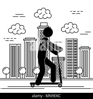 Abbildung menschlichen in Skateboard silhouette Avatar Stock Vektor