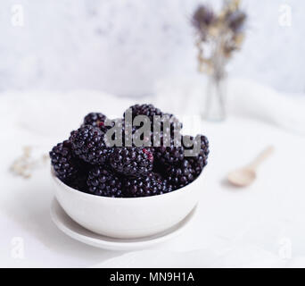 Brombeeren, weißer Hintergrund Stockfoto