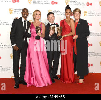 Foto muss Gutgeschrieben © Alpha Presse 079965 13/05/2018 Mo Farah Amanda Holden Dec Declan Donnelly und Alesha Dixon Clare Balding Jungfrau TV British Academy Fernsehen BAFTA Awards 2018 Drucksaal in der Royal Festival Hall London Stockfoto