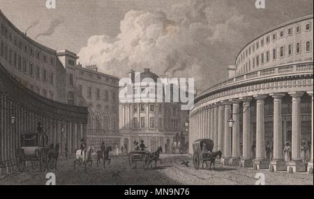 Der REGENT STREET. Der Quadrant, Blickrichtung Nord-west. Vigo Street. Hirt 1828 Stockfoto