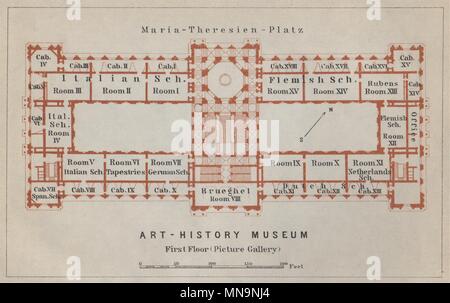 Kunsthistorisches/Kunstgeschichte Museum Wien Wien. Ersten Grundriss 1929 Karte Stockfoto
